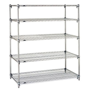 Metro Super Adjustable 2 Wire Shelving - 5-Shelf Unit, Chrome, 24" x 72" x 74"