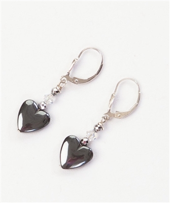 Hematite Heart Earrings