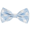 Blue Diagonal Windowpane Pre-Tie Bow Tie with Matching Pocket Square BWTH -402
