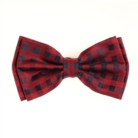 Checkmate Red Pre-Tied Silk Bow Tie Set with Matching Pocket Square BWTH-1331