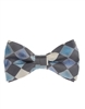 Blue, Silver, Light Blue and Silver Diamond Shapes  Pre-tied Bow Tie with Matching Pocket SquareBWTH-1410