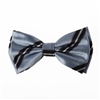 Soft Pastel Blue With Black and Grey Stripped Pre-Tied Bow Tie With Matching Pocket Square BWTH-802