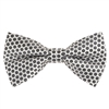 Silver with Black Flower Designed Pre - Tied Bow Tie with Matching Pocket Square BWTH-944