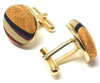 GOLD, TAN, BURGUNDY AND NAVY HANDMADE 100% SILK CUFFLINKS CL-128