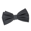 Charcoal Grey Corded Weave Silk Pre-Tied Bow Tie with A White Pocket Square With Charcoal Grey Colored Trim CWPTBT-137