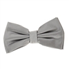 Grey Corded Weave Silk Pre-Tied Bow Tie With A white Pocket Square With Grey Colored Trim CWPTBT-138