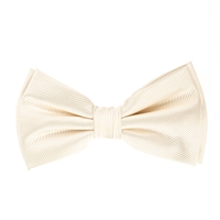 Off White Corded Weave Silk Pre-Tied Bow Tie with A White Pocket Square With Off White Colored Trim CWPTBT-154