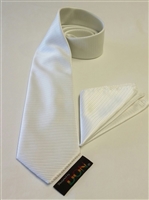 Pearl White Horizontal Stripe Tie Set DHS126