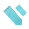 Horizontal Stripe Aqua Blue Tie With Matching Pocket Square SHSTWH-99