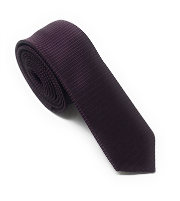 Dark Burgundy Horizontal Striped Skinny Silk Tie (Tie Only) DSK080