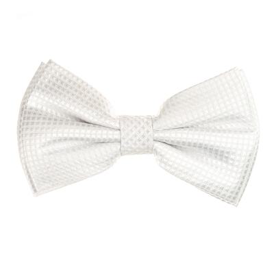 White Micro-Grid Pre-Tied Bow tie with Matching Pocket Square MGPTBT-03