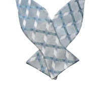 Silver, Torrid Turquoise Silk Self Tie Bow Tie With Matching Pocket SquareSBWTH-1306