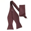Navy, Burgundy and Gold Designed Self - Tied Bow Tie with Matching Pocket Square  SBWTH-940