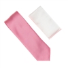 Hot Pink Tie With A White Pocket Square With Hot Pink Colored Trim SWTH-141A