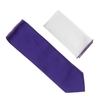 Purple Tie With A White Pocket Square With Purple Colored Trim SWTH-147A