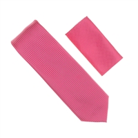 Fuchsia Micro-Grid Solid Silk Neck Tie Set SWTH-17