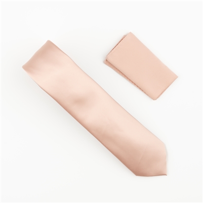 Rose Petal Satin Finish Silk Necktie with Matching Pocket Square SWTH-214