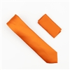 Orange Satin Finish Silk Necktie with Matching Pocket Square SWTH-219