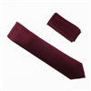 Wine Satin Finish Silk Necktie with Matching Pocket Square SWTH-238