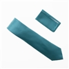 Teal Blue Satin Finish Silk Necktie with Matching Pocket Square SWTH-252