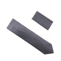 Metallic Gray Pin Dot Necktie with Matching Pocket Square SWTHPD-04