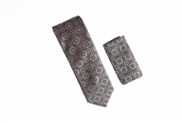 Metallic Brown and Gold Designed Necktie with Matching Pocket Square WTH-833