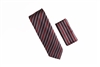 Burgundy, Pink, Silver and Red Stripe Designed Tie with Matching Pocket Square WTH-843