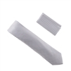 Metallic Silver With Silver Dotted Designed Silk Tie with Matching Pocket Square WTH-875