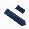 Navy with Red Polka Dot Designed Necktie With Matching Pocket Square WTH-934