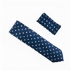 Navy with Grey Polka Dot Designed Necktie With Matching Pocket Square WTH-935