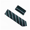 Forest Green, Black. Silver and Grey Striped Designed Necktie With Matching Pocket Square WTH-BB88