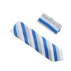 Baby Blue, Silver & White Striped Necktie With Matching Pocket Square WTHXL-900