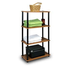 4-Tier Storage Shelf Display Rack Bookcase in Cherry Finish