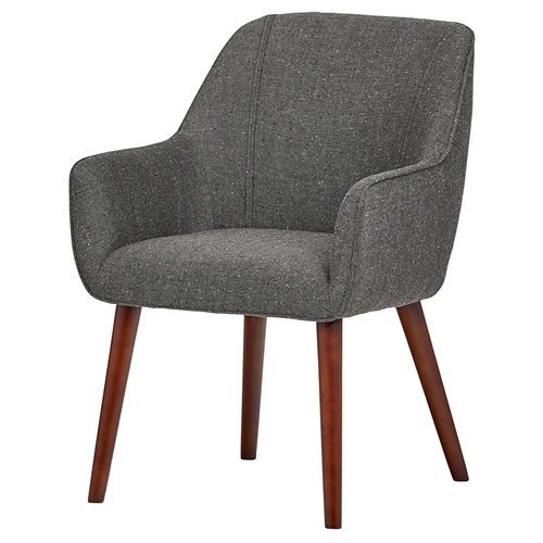 Modern Mid-Century Style Dining Accent Chair in Ash Gray Upholstered Fabric