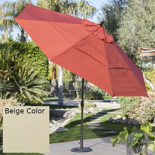 Outdoor Patio 11-Ft Market Umbrella with Push Button Tilt with Beige Shade