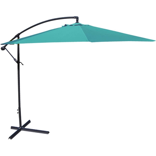 10-Ft Offset Cantilever Patio Umbrella with Aruba Teal Canopy Shade