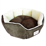 Mocha Beige Round Oval Pet Bed for Small Dogs or Cats