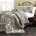 Queen size 3-Piece Quilt Set 100-Percent Cotton in Black White Damask