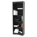 Contemporary Black Bookcase with 5 Shelves and Curved Accents