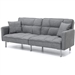 Modern Grey Linen Split-Back Futon Sofa Bed Couch