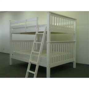 Solid Wood Mission Style Full over Full Bunk Bed in White