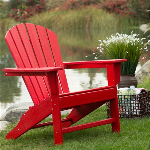 Outdoor Patio Seating Garden Adirondack Chair in Red Heavy Duty Resin