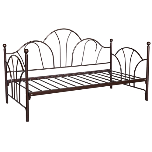 Twin size Day Bed Frame with Slats in Bronze Metal Finish