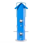 Outdoor Patio Garden 6-Perch Metal Tube Bird Feeder in Blue