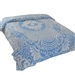 Queen size 100% Cotton Tufted Chenille Bedspread with Blue Damask Medallion