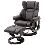 Adjustable Brown Faux Leather Remote Massage Recliner Chair w/ Ottoman