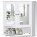 White Bathroom Wall Medicine Cabinet with Mirror and Open Shelf