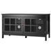 Black Wood TV Stand with Glass Panel Doors for up to 50-inch TV