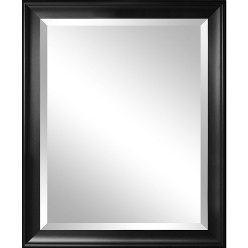 Beveled Glass Bathroom Wall Mirror with Black Frame - 34 x 28 inch