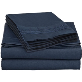 King size 4-Piece Wrinkle-Free Microfiber Sheet Set in Navy Blue